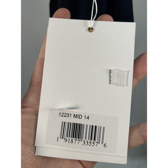 Ieena Mac Duggal Beaded Cuff Drop Shoulder Faux Wrap Gown Sz 14 Midnight NWT - Picture 8 of 16